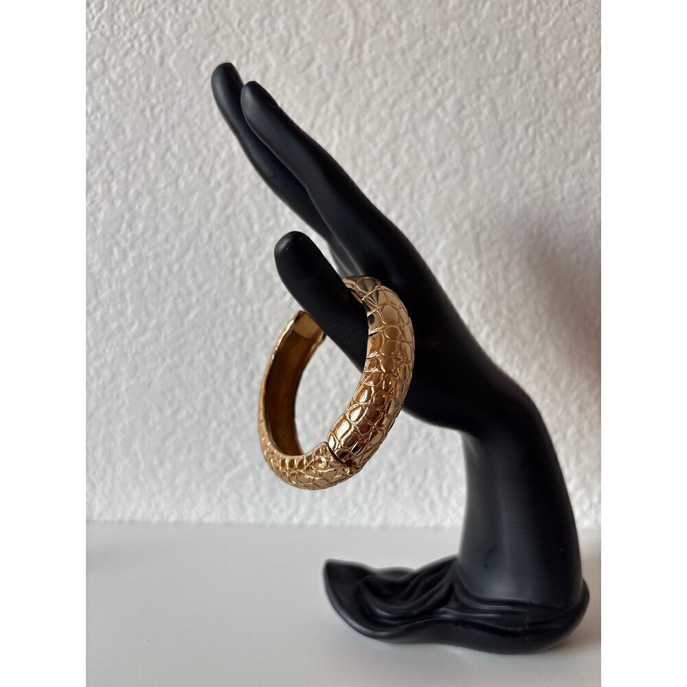 B57 Napier Bracelet Women Vintage‎ Quilted Diamond Snakeskin Hinged Bangle